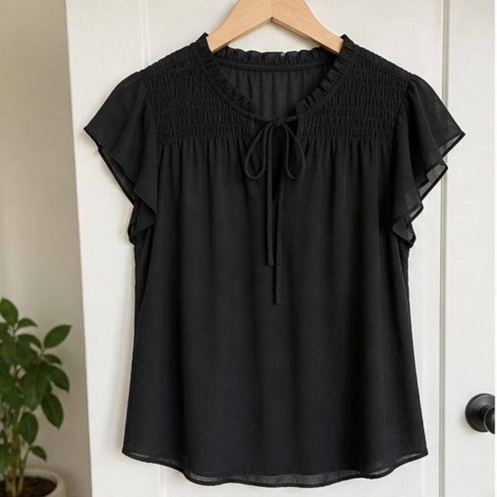 Black Smocked Top
